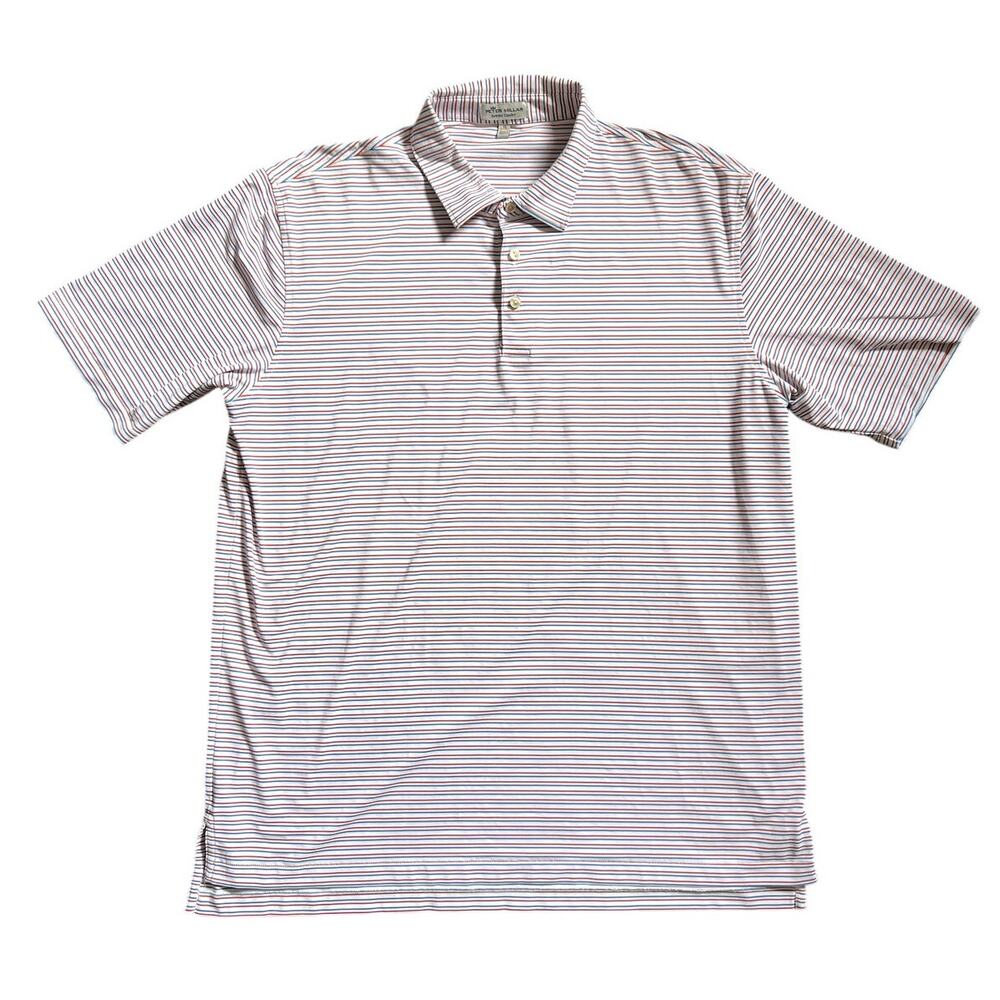 Peter Millar Summer Comfort Red White Blue Striped Polo Size XL Mens